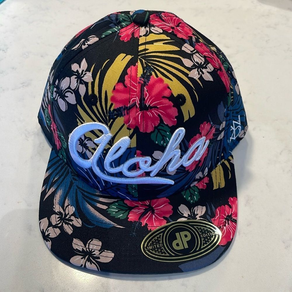 ANXD Aloha Embroidered Hawaiian Hibiscus Print Snapback Hat Cap Red Blue